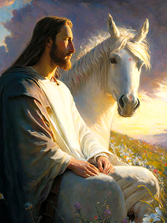 JESUS WHITE HORSE | CANVAS 3:4